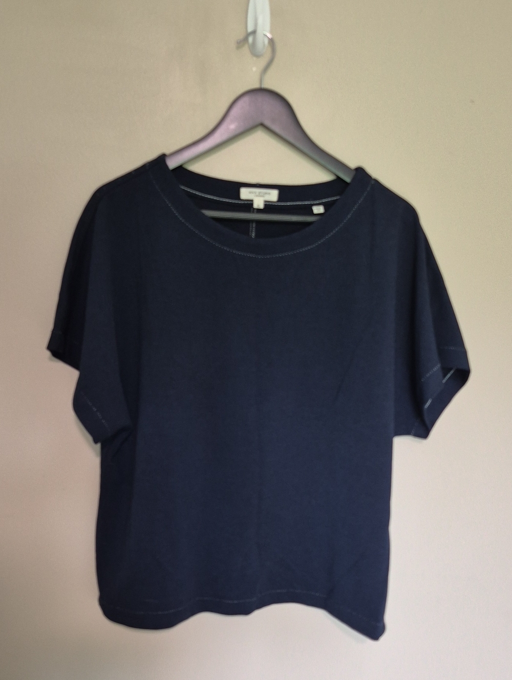 Max Studio Navy Boxy Short-Sleeve Tee